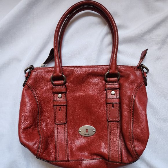 Fossil Red  Leather Women Handbag - Picture 1 of 16